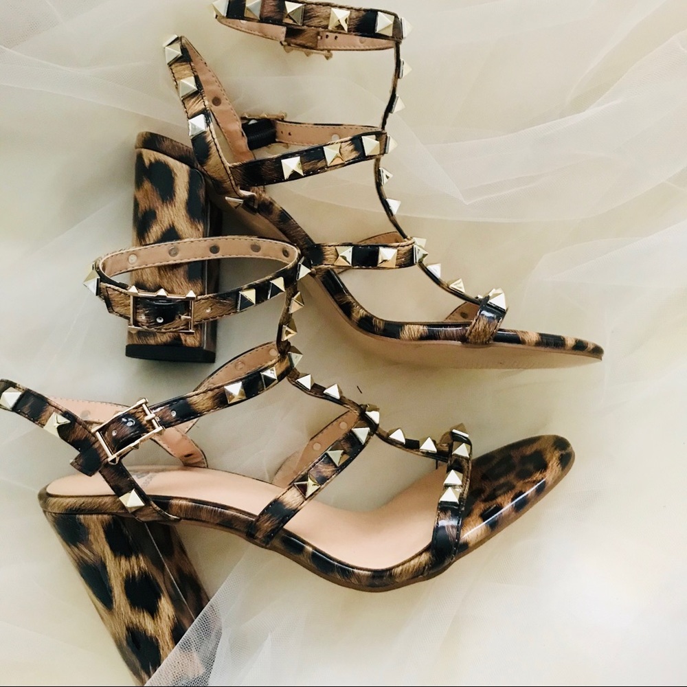 Cheetah Print Reborn Vegans Gladiator Block Heels